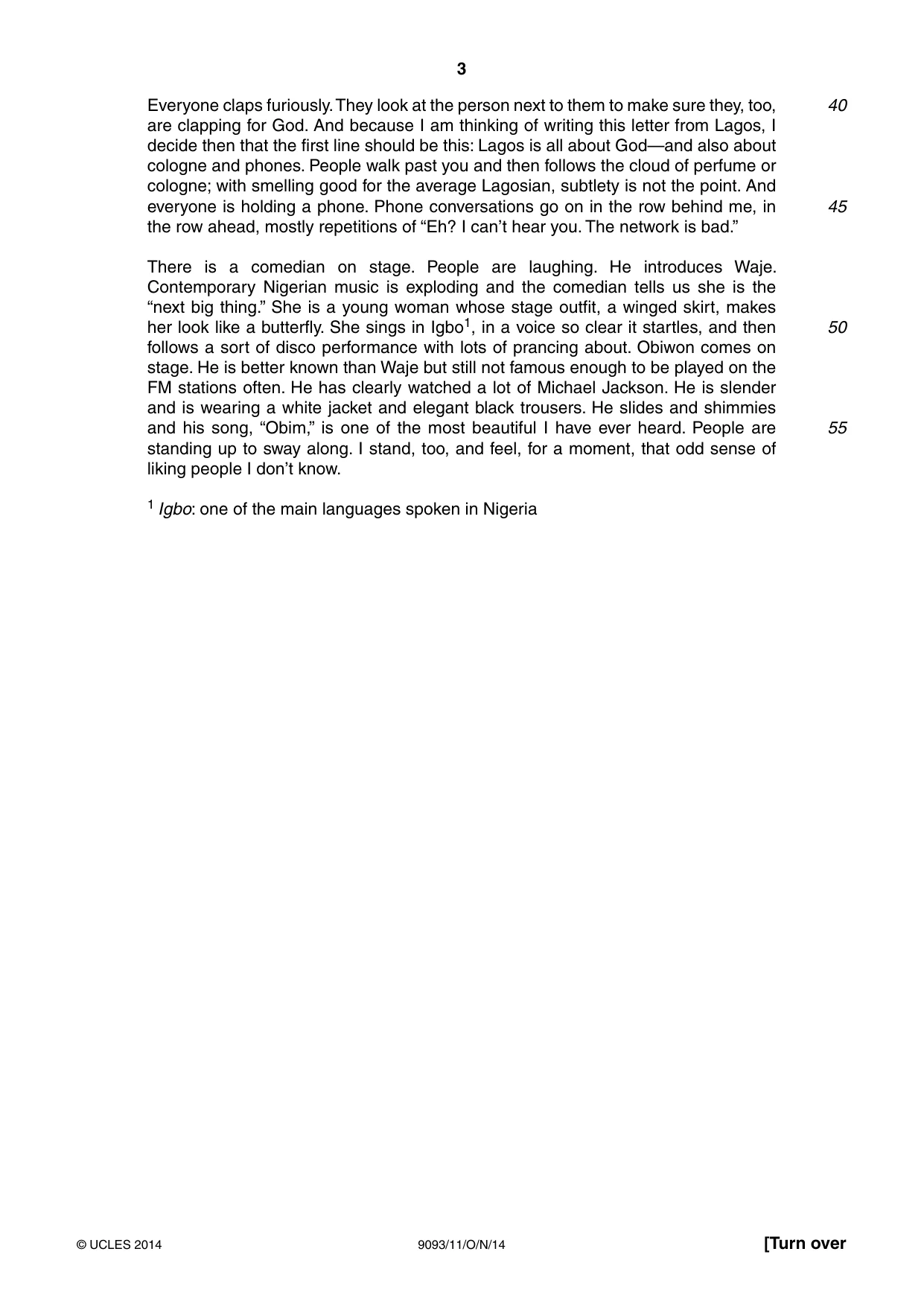 Cambridge A Level English - Language AS and A Level (from 2014) 9093 2014 Oct/Nov Paper 1 · Variant 1 question paper, page 3 of 8