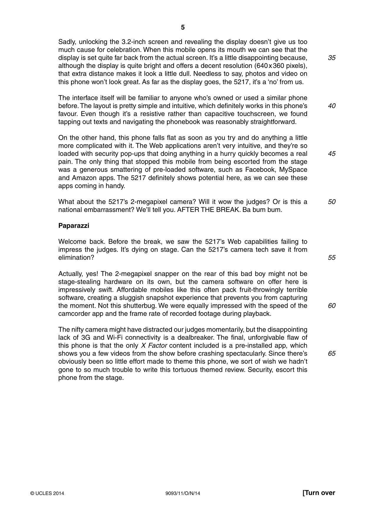 Cambridge A Level English - Language AS and A Level (from 2014) 9093 2014 Oct/Nov Paper 1 · Variant 1 question paper, page 5 of 8