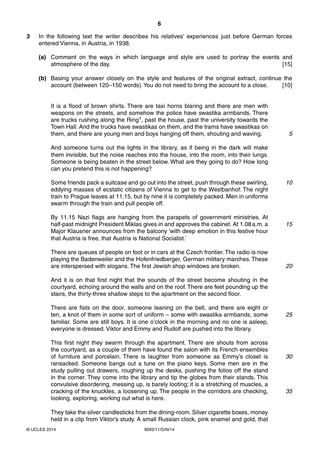 Cambridge A Level English - Language AS and A Level (from 2014) 9093 2014 Oct/Nov Paper 1 · Variant 1 question paper, page 6 of 8