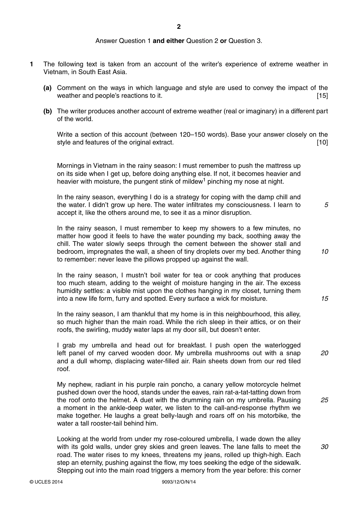 Cambridge A Level English - Language AS and A Level (from 2014) 9093 2014 Oct/Nov Paper 1 · Variant 2 question paper, page 2 of 8