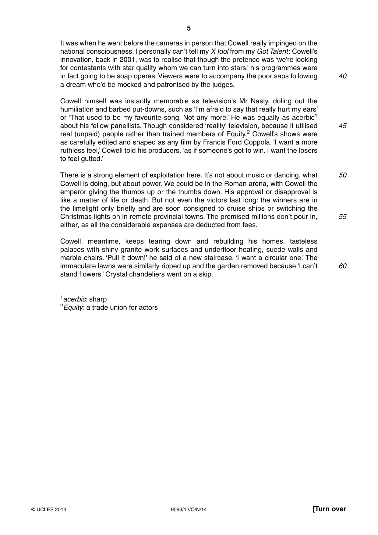 Cambridge A Level English - Language AS and A Level (from 2014) 9093 2014 Oct/Nov Paper 1 · Variant 2 question paper, page 5 of 8