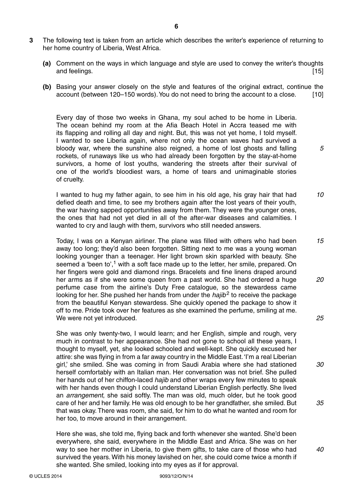 Cambridge A Level English - Language AS and A Level (from 2014) 9093 2014 Oct/Nov Paper 1 · Variant 2 question paper, page 6 of 8