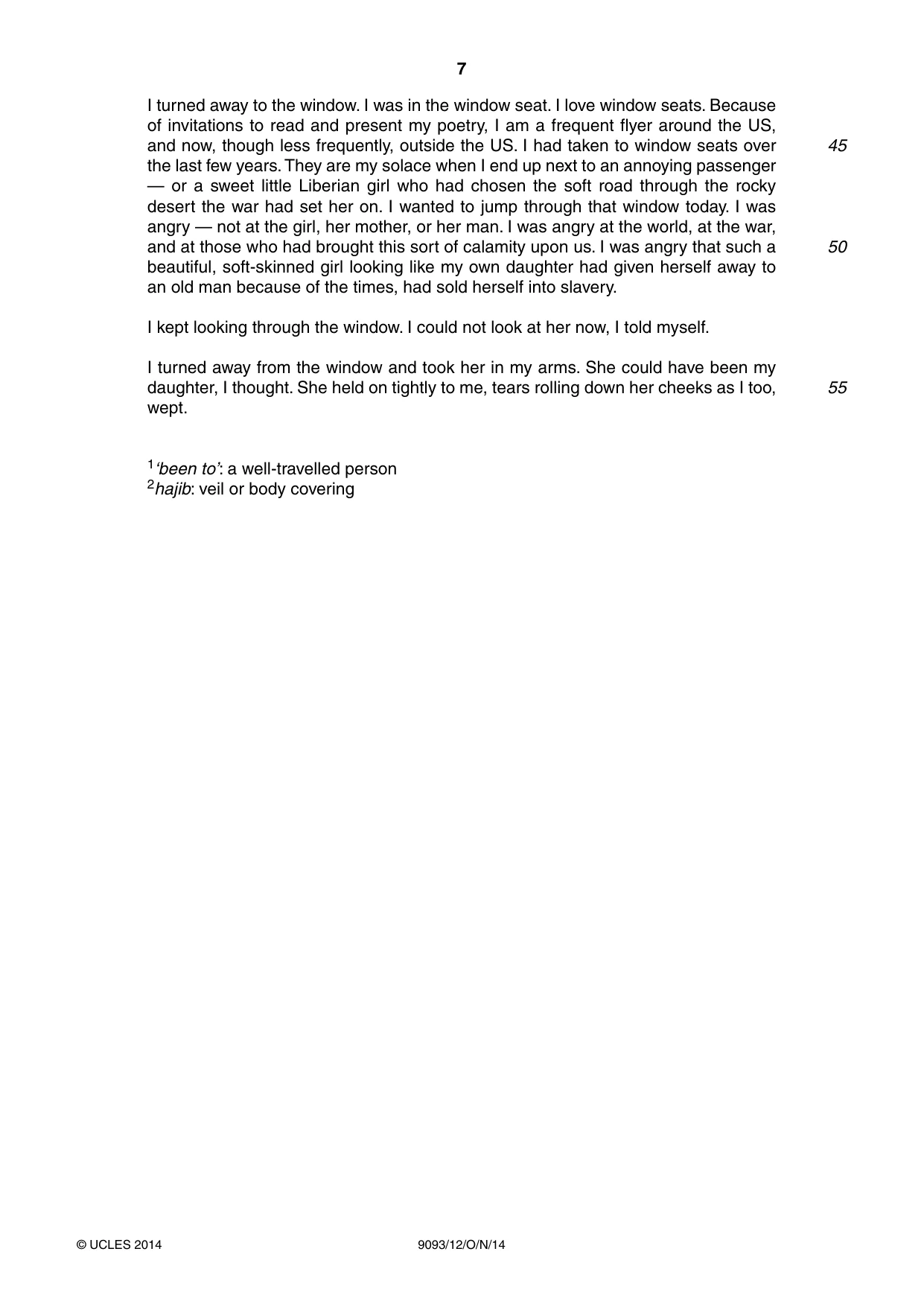 Cambridge A Level English - Language AS and A Level (from 2014) 9093 2014 Oct/Nov Paper 1 · Variant 2 question paper, page 7 of 8