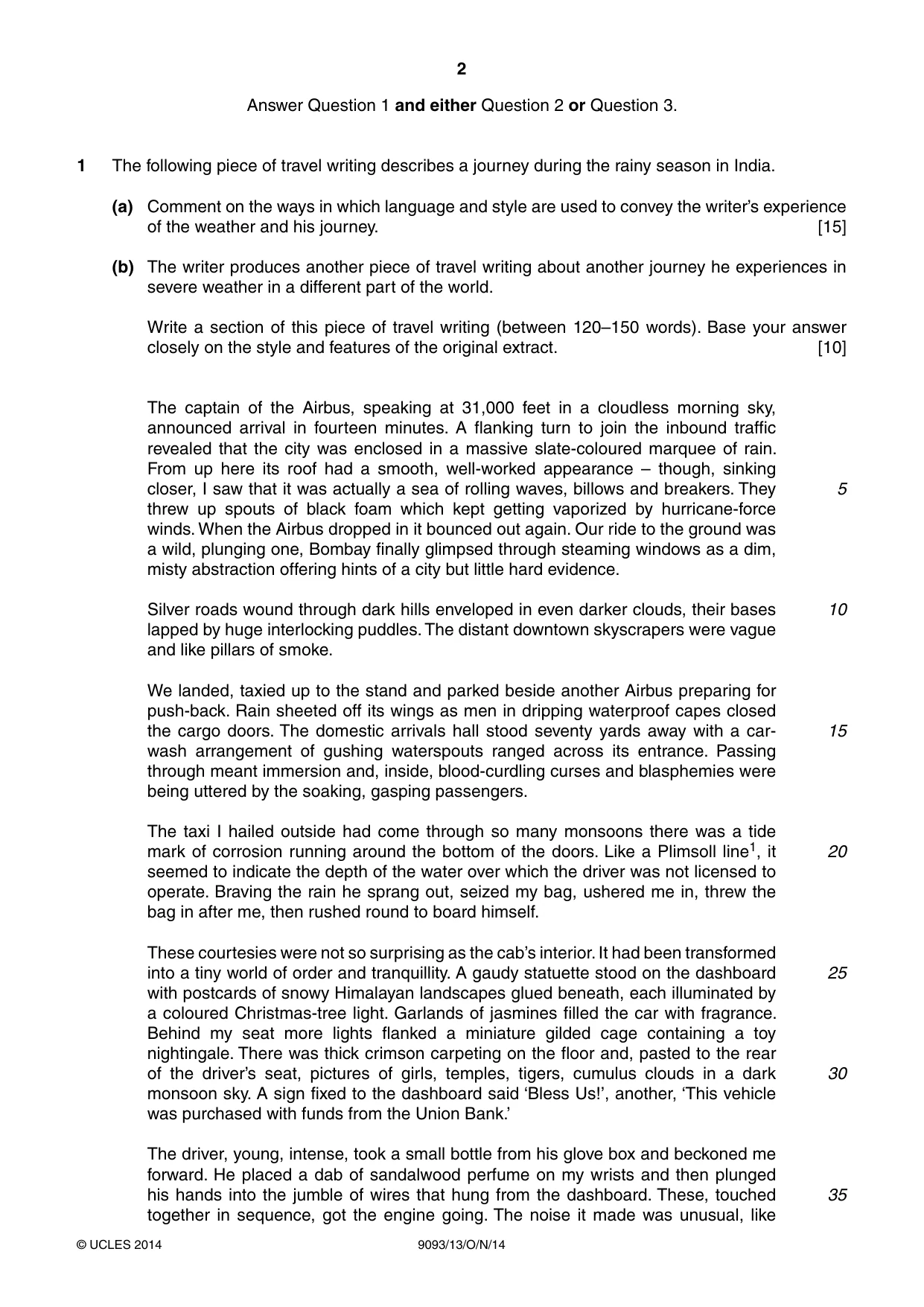 Cambridge A Level English - Language AS and A Level (from 2014) 9093 2014 Oct/Nov Paper 1 · Variant 3 question paper, page 2 of 8