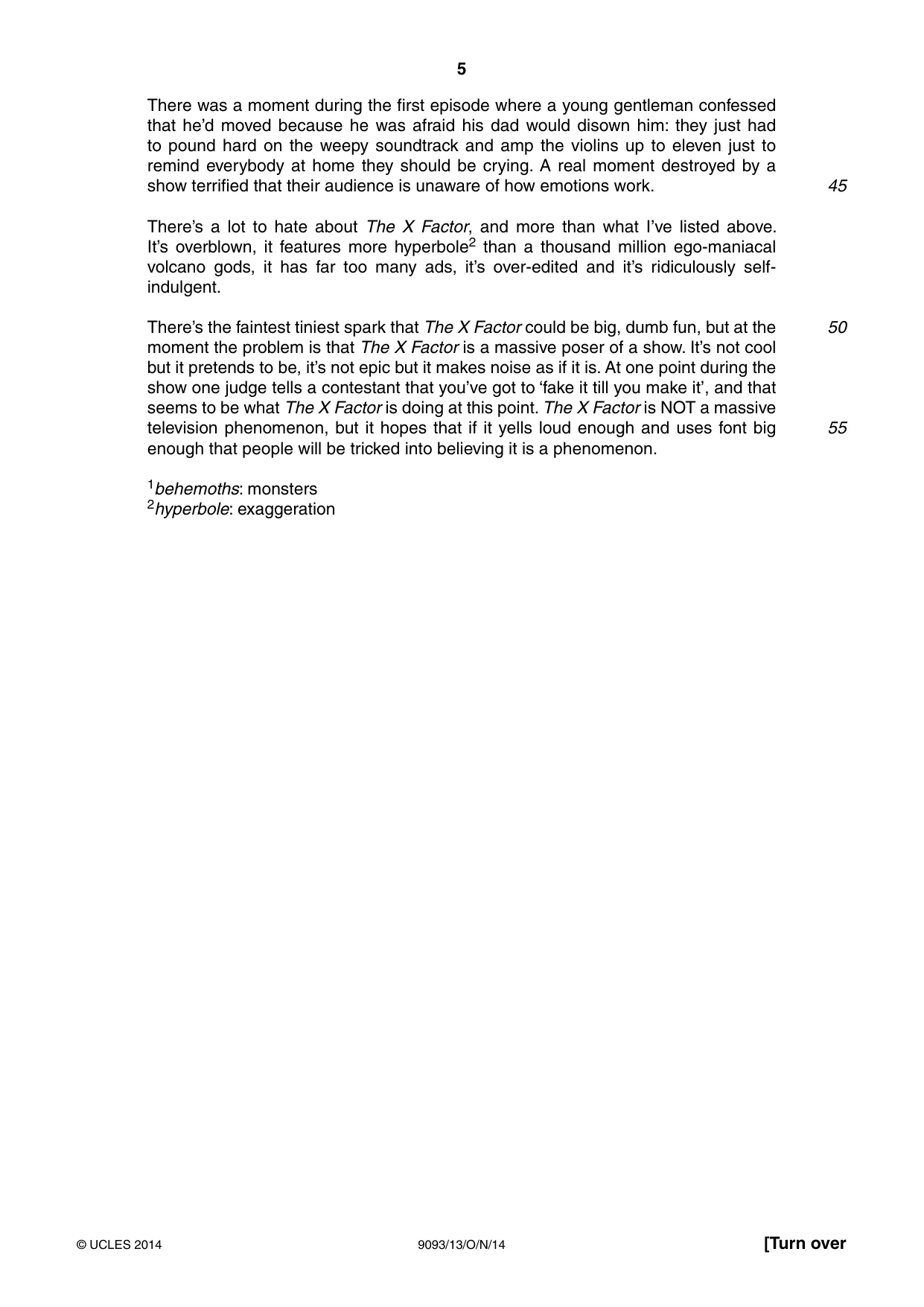Cambridge A Level English - Language AS and A Level (from 2014) 9093 2014 Oct/Nov Paper 1 · Variant 3 question paper, page 5 of 8