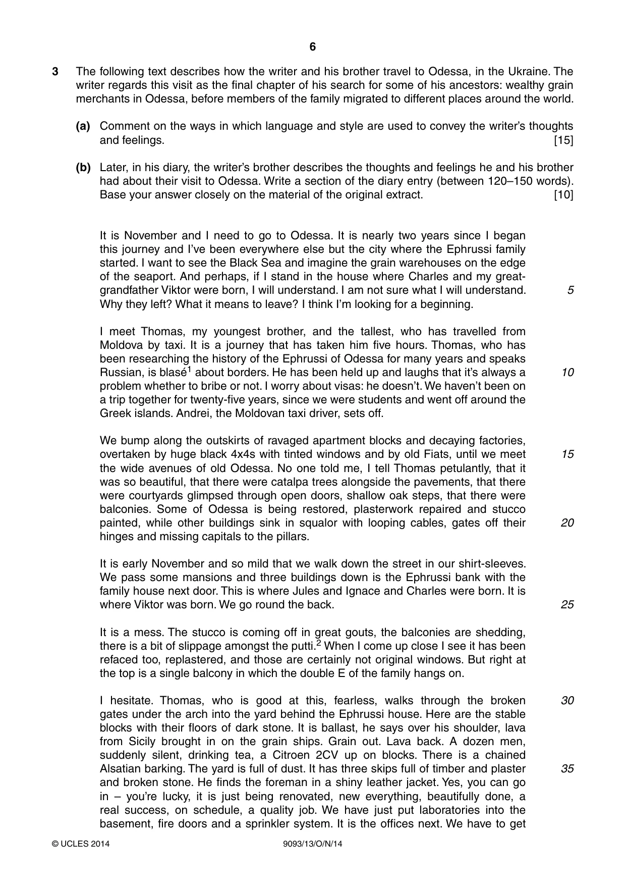 Cambridge A Level English - Language AS and A Level (from 2014) 9093 2014 Oct/Nov Paper 1 · Variant 3 question paper, page 6 of 8