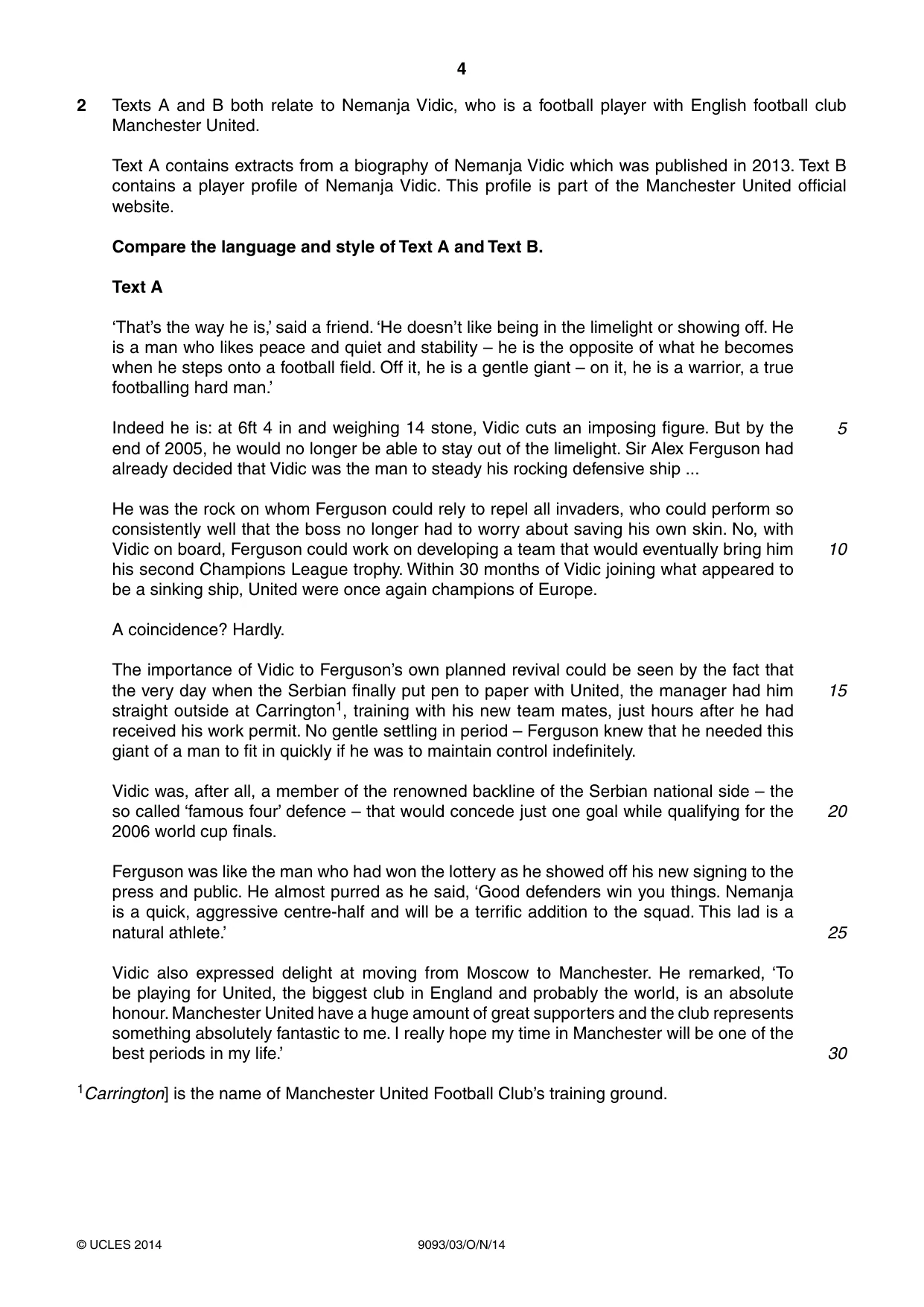 Cambridge A Level English - Language AS and A Level (from 2014) 9093 2014 Oct/Nov Paper 3 · Variant 1 question paper, page 4 of 8