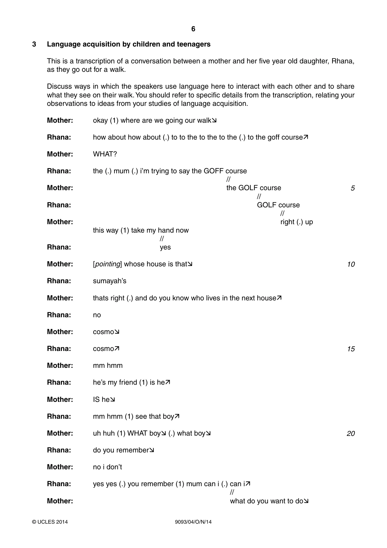 Cambridge A Level English - Language AS and A Level (from 2014) 9093 2014 Oct/Nov Paper 4 · Variant 1 question paper, page 6 of 8