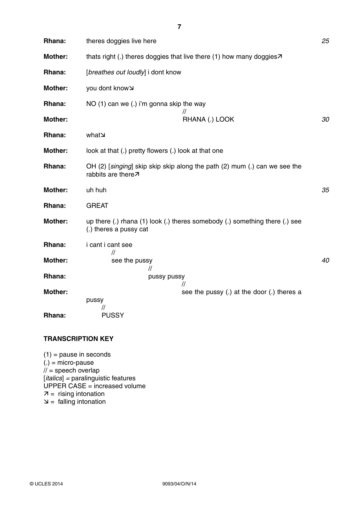 Cambridge A Level English - Language AS and A Level (from 2014) 9093 2014 Oct/Nov Paper 4 · Variant 1 question paper, page 7 of 8