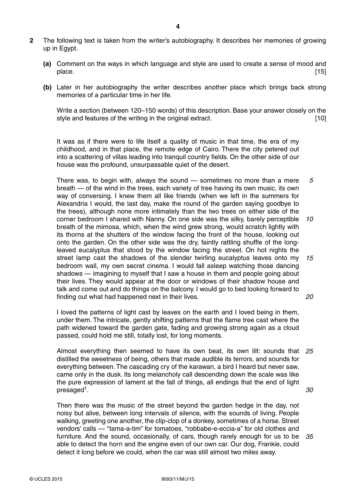 Cambridge A Level English - Language AS and A Level (from 2014) 9093 2015 May/June Paper 1 · Variant 1 question paper, page 4 of 8