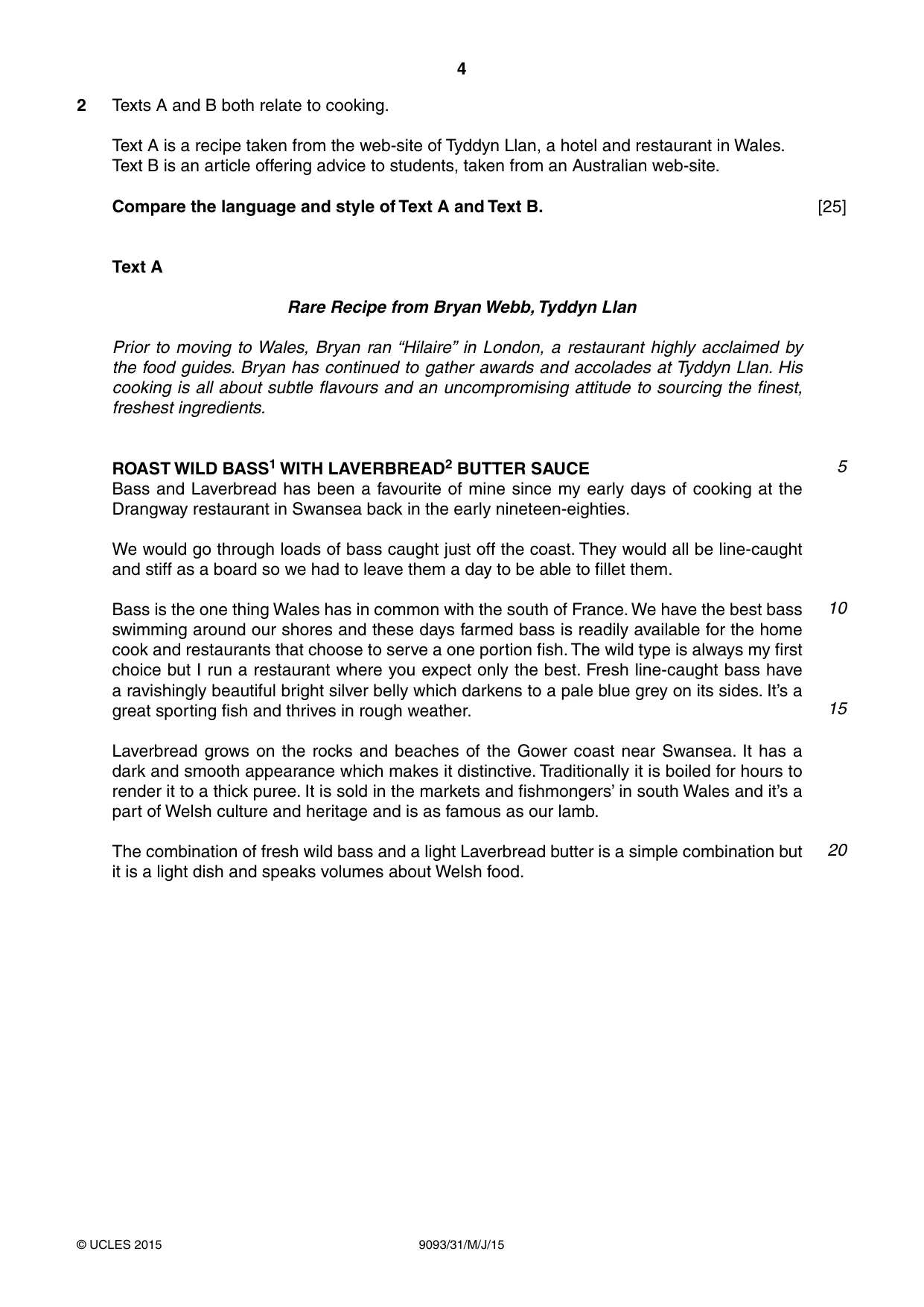 Cambridge A Level English - Language AS and A Level (from 2014) 9093 2015 May/June Paper 3 · Variant 1 question paper, page 4 of 8