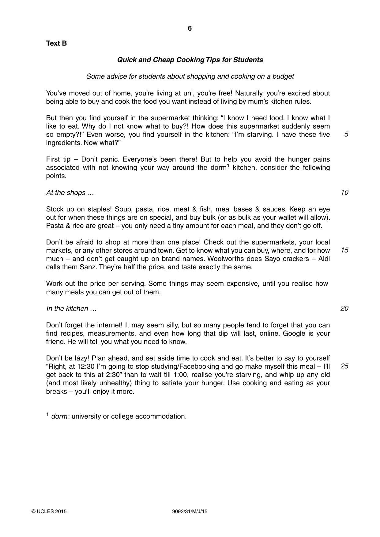 Cambridge A Level English - Language AS and A Level (from 2014) 9093 2015 May/June Paper 3 · Variant 1 question paper, page 6 of 8