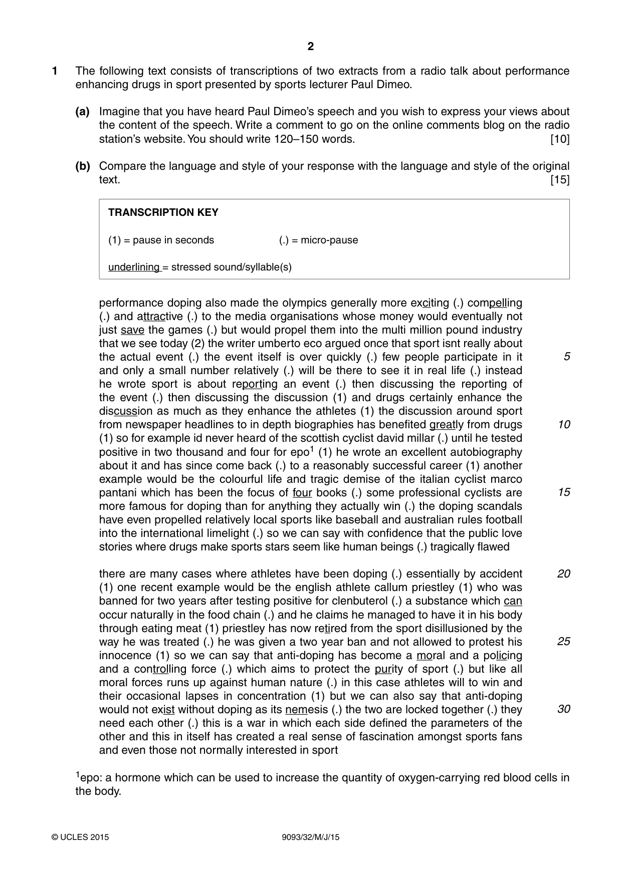 Cambridge A Level English - Language AS and A Level (from 2014) 9093 2015 May/June Paper 3 · Variant 2 question paper, page 2 of 4
