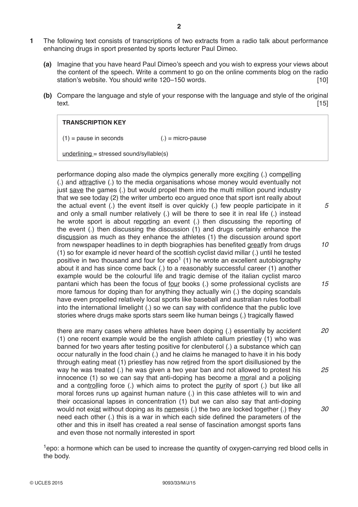 Cambridge A Level English - Language AS and A Level (from 2014) 9093 2015 May/June Paper 3 · Variant 3 question paper, page 2 of 4
