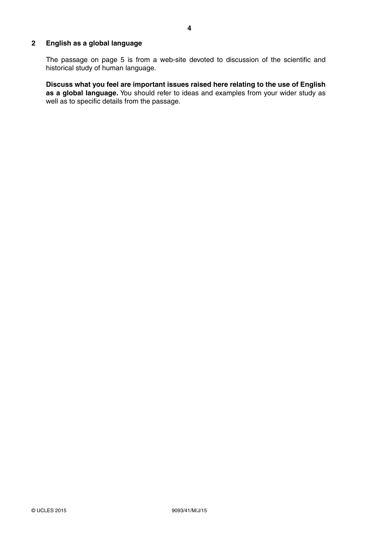 Cambridge A Level English - Language AS and A Level (from 2014) 9093 2015 May/June Paper 4 · Variant 1 question paper, page 4 of 8
