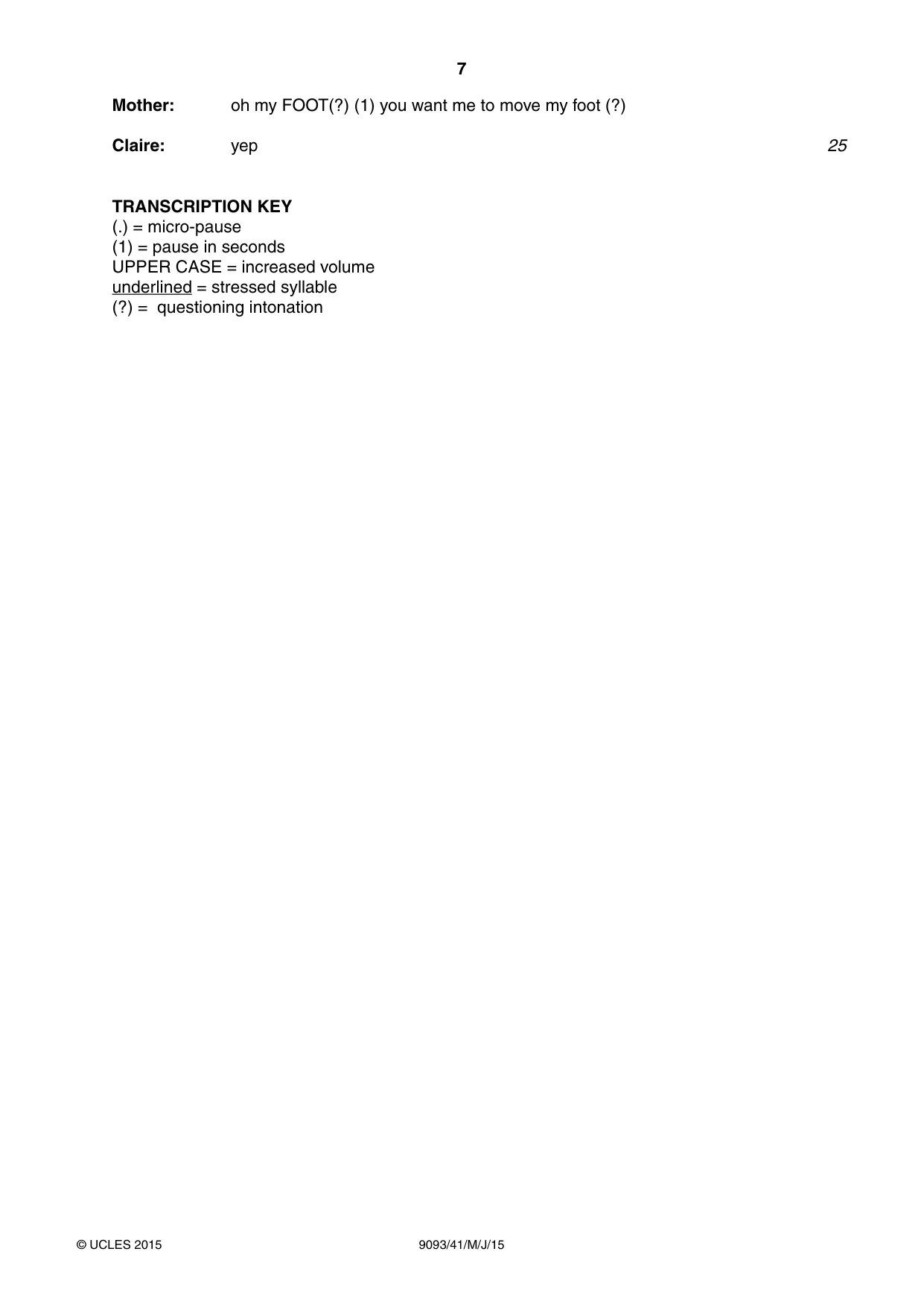 Cambridge A Level English - Language AS and A Level (from 2014) 9093 2015 May/June Paper 4 · Variant 1 question paper, page 7 of 8
