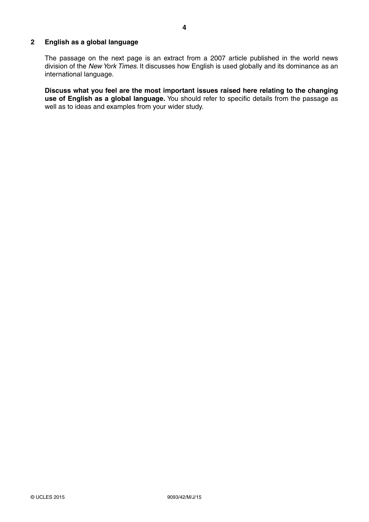 Cambridge A Level English - Language AS and A Level (from 2014) 9093 2015 May/June Paper 4 · Variant 2 question paper, page 4 of 8