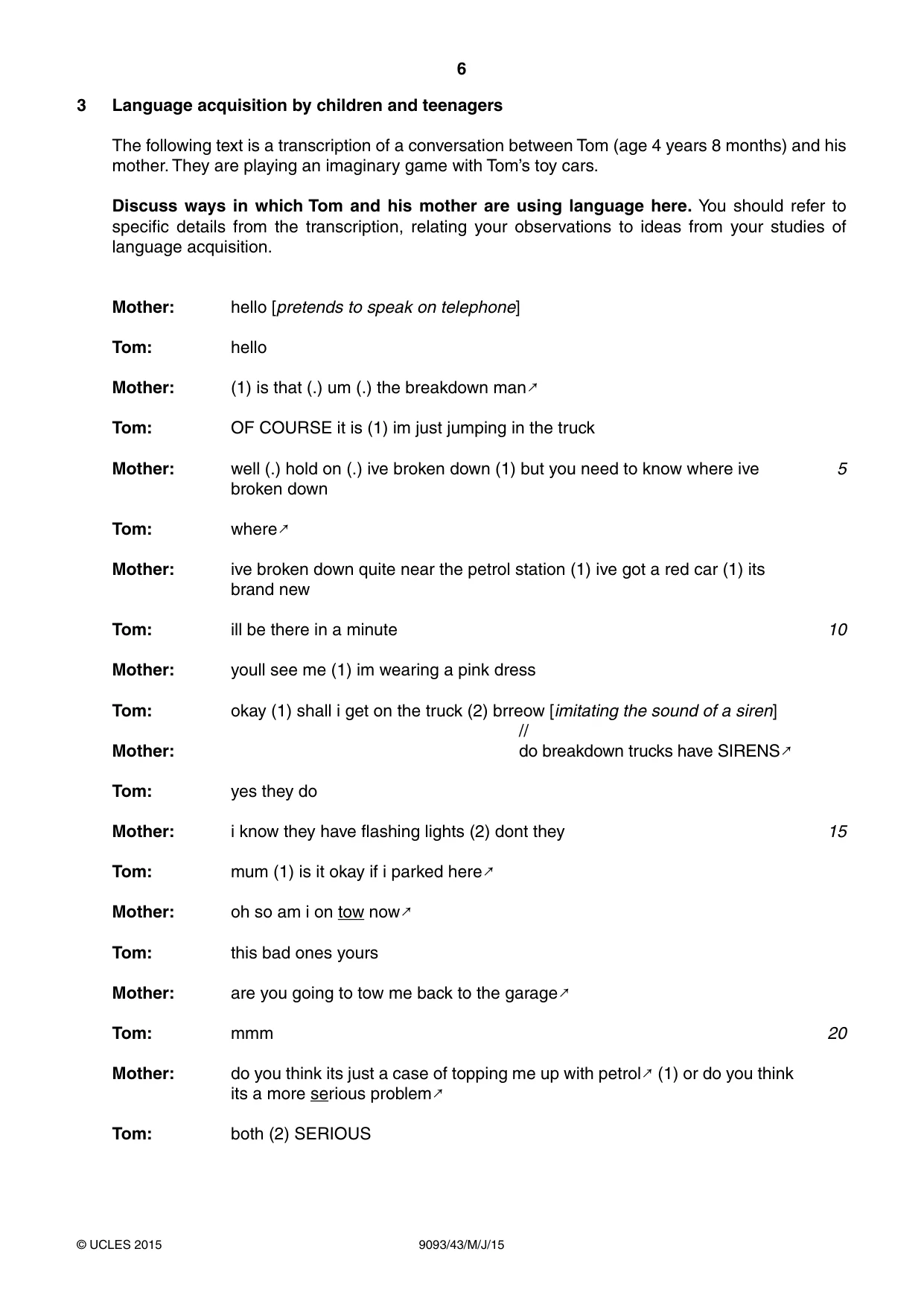 Cambridge A Level English - Language AS and A Level (from 2014) 9093 2015 May/June Paper 4 · Variant 3 question paper, page 6 of 8