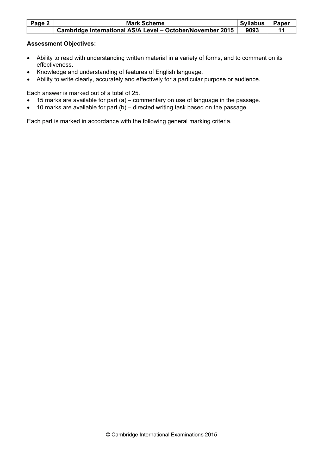 Mark scheme, page 2 of 4