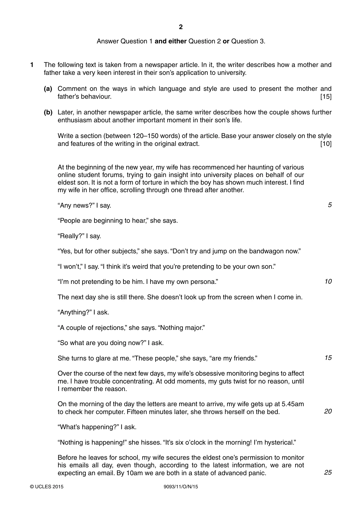 Cambridge A Level English - Language AS and A Level (from 2014) 9093 2015 Oct/Nov Paper 1 · Variant 1 question paper, page 2 of 8