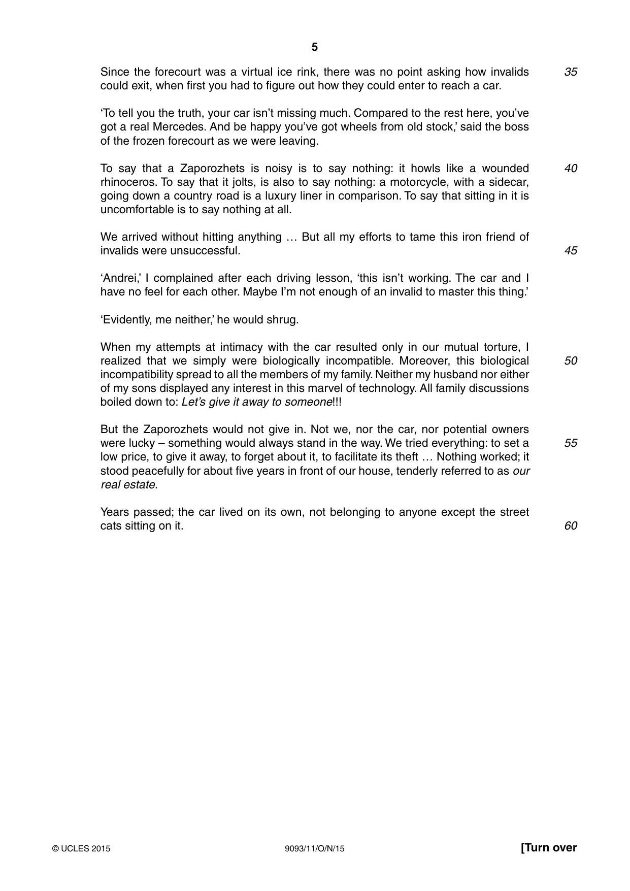 Cambridge A Level English - Language AS and A Level (from 2014) 9093 2015 Oct/Nov Paper 1 · Variant 1 question paper, page 5 of 8