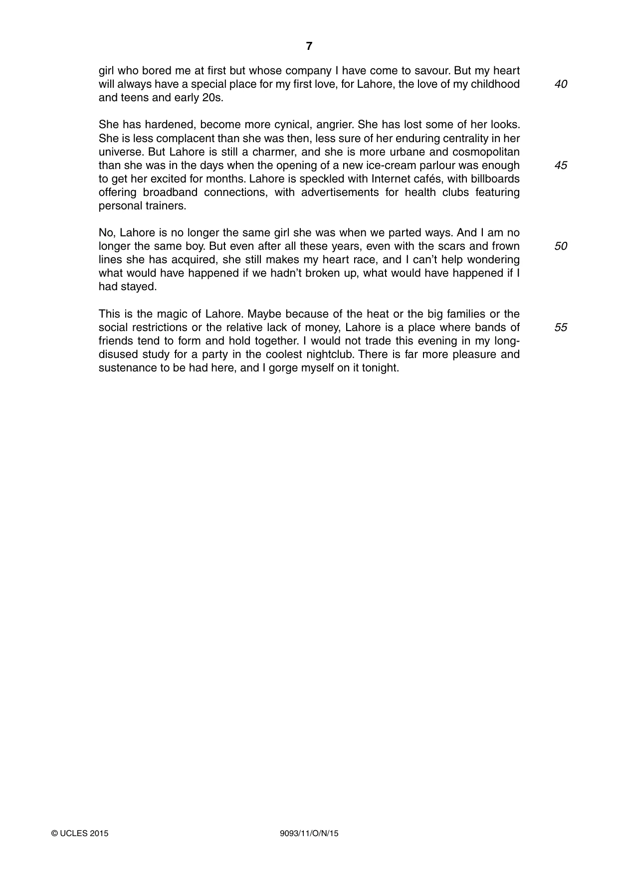 Cambridge A Level English - Language AS and A Level (from 2014) 9093 2015 Oct/Nov Paper 1 · Variant 1 question paper, page 7 of 8