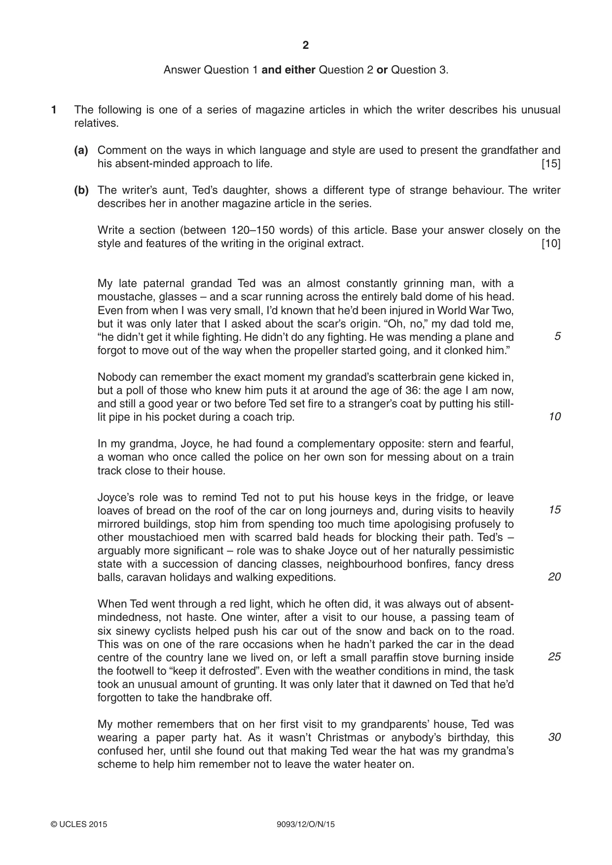 Cambridge A Level English - Language AS and A Level (from 2014) 9093 2015 Oct/Nov Paper 1 · Variant 2 question paper, page 2 of 8