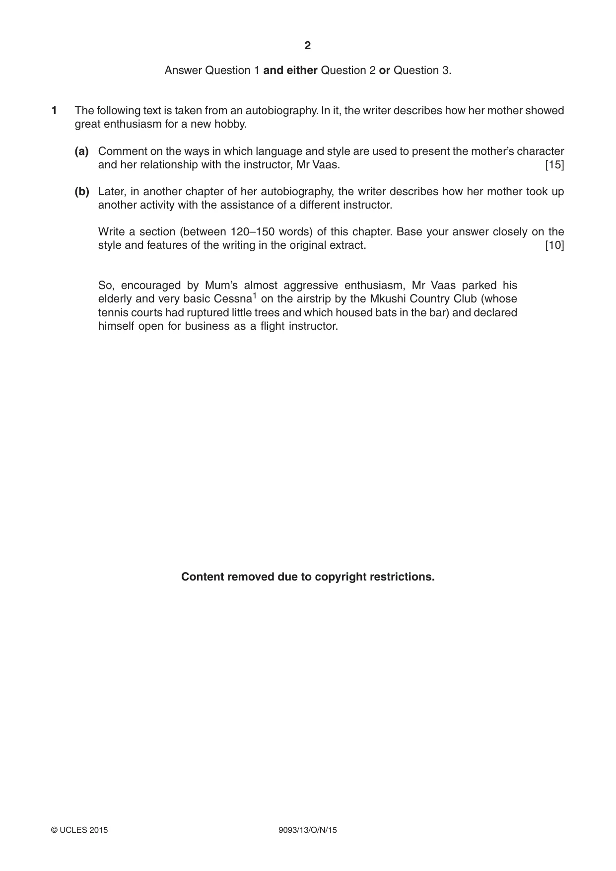 Cambridge A Level English - Language AS and A Level (from 2014) 9093 2015 Oct/Nov Paper 1 · Variant 3 question paper, page 2 of 8