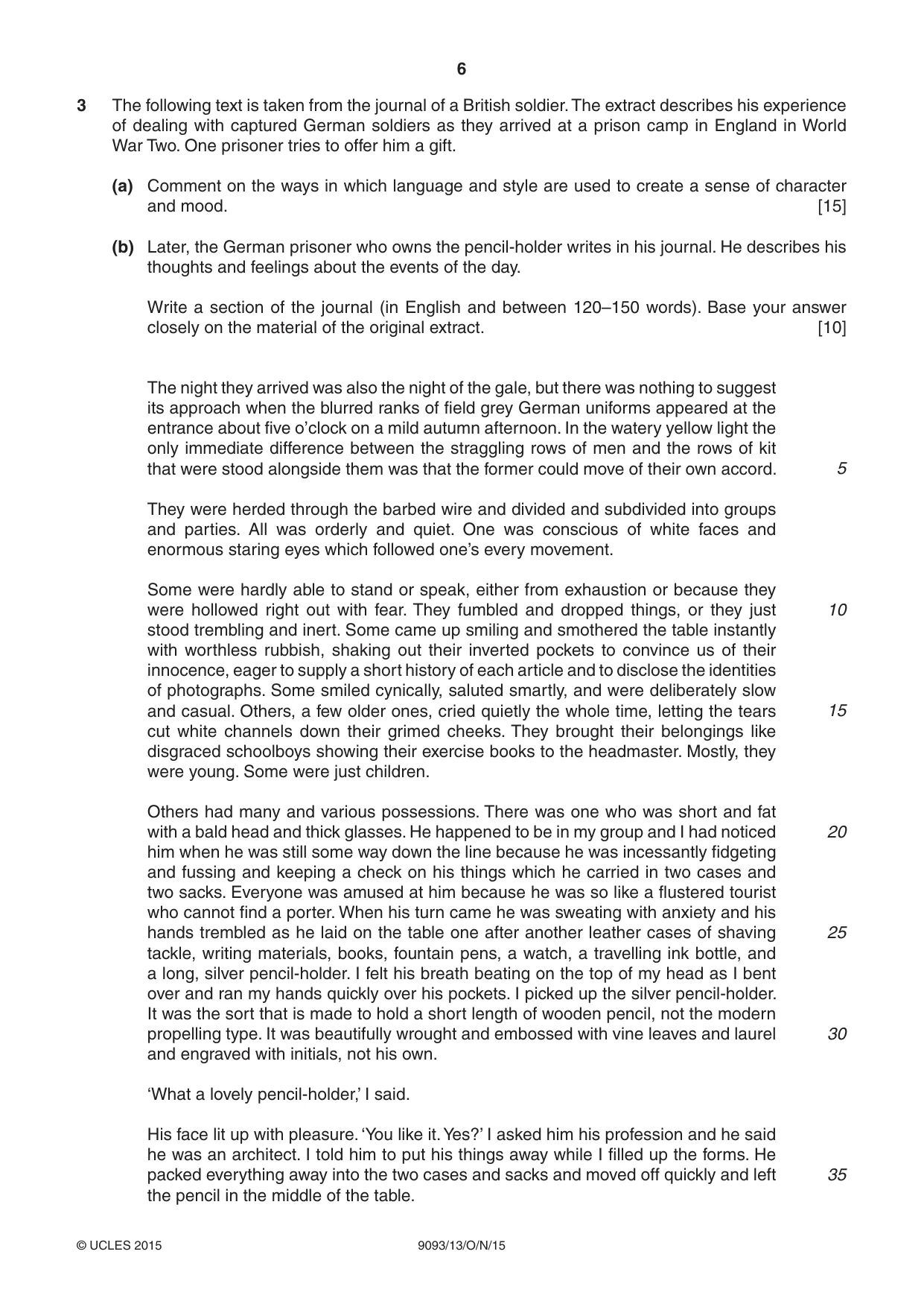 Cambridge A Level English - Language AS and A Level (from 2014) 9093 2015 Oct/Nov Paper 1 · Variant 3 question paper, page 6 of 8