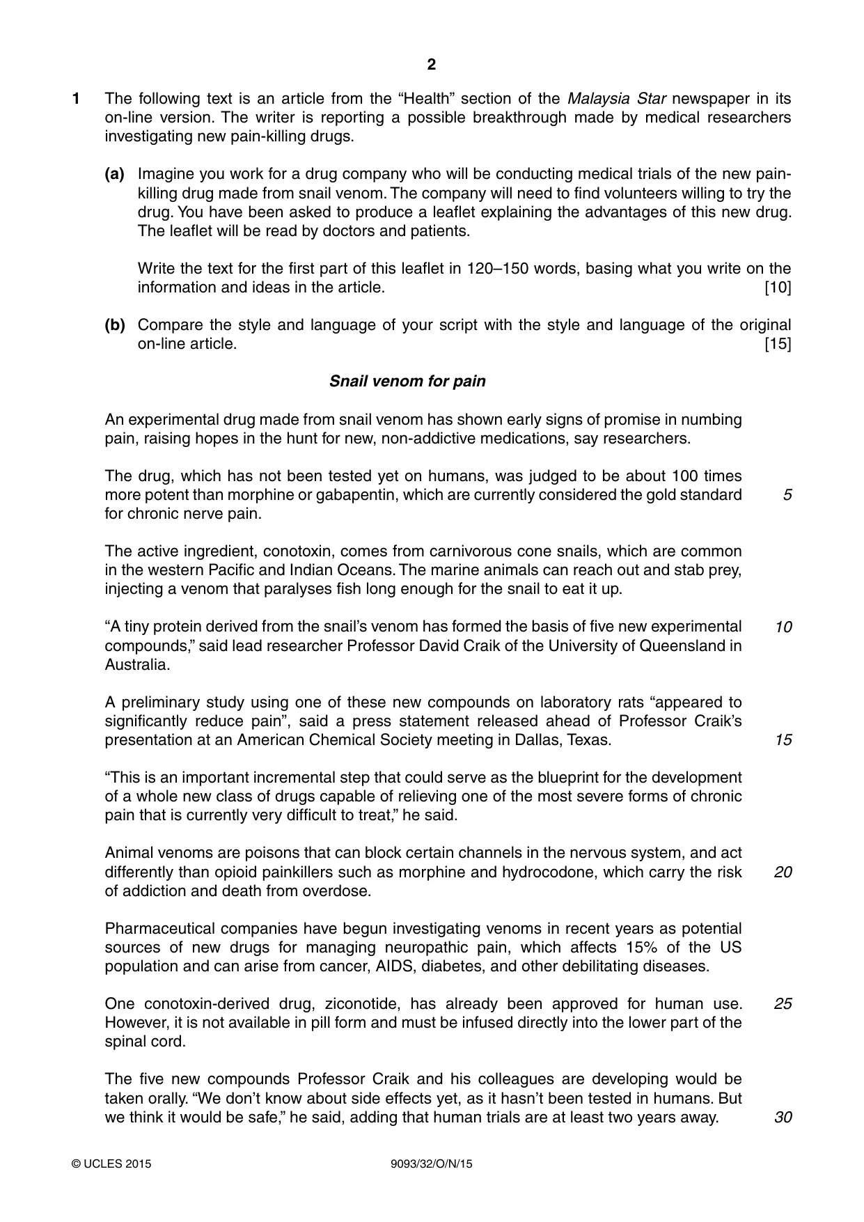 Cambridge A Level English - Language AS and A Level (from 2014) 9093 2015 Oct/Nov Paper 3 · Variant 2 question paper, page 2 of 8