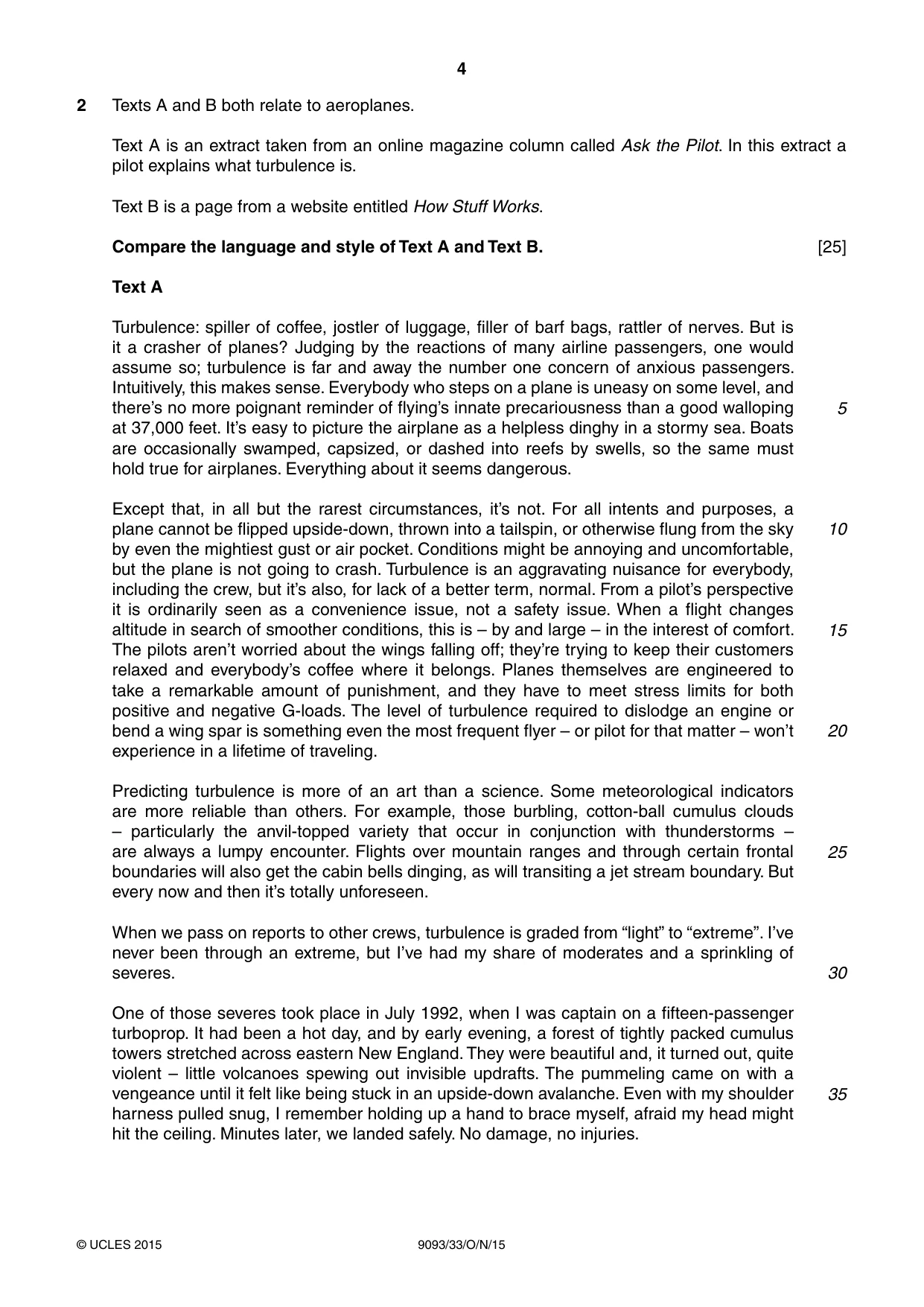 Cambridge A Level English - Language AS and A Level (from 2014) 9093 2015 Oct/Nov Paper 3 · Variant 3 question paper, page 4 of 8