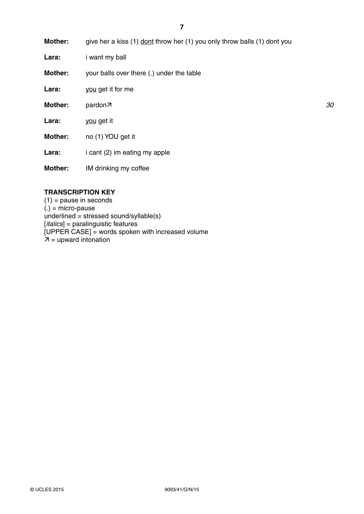Cambridge A Level English - Language AS and A Level (from 2014) 9093 2015 Oct/Nov Paper 4 · Variant 1 question paper, page 7 of 8
