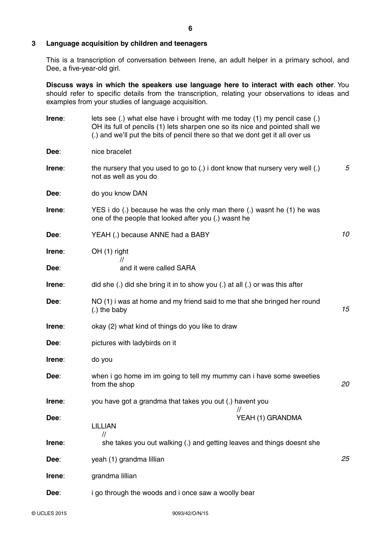Cambridge A Level English - Language AS and A Level (from 2014) 9093 2015 Oct/Nov Paper 4 · Variant 2 question paper, page 6 of 8