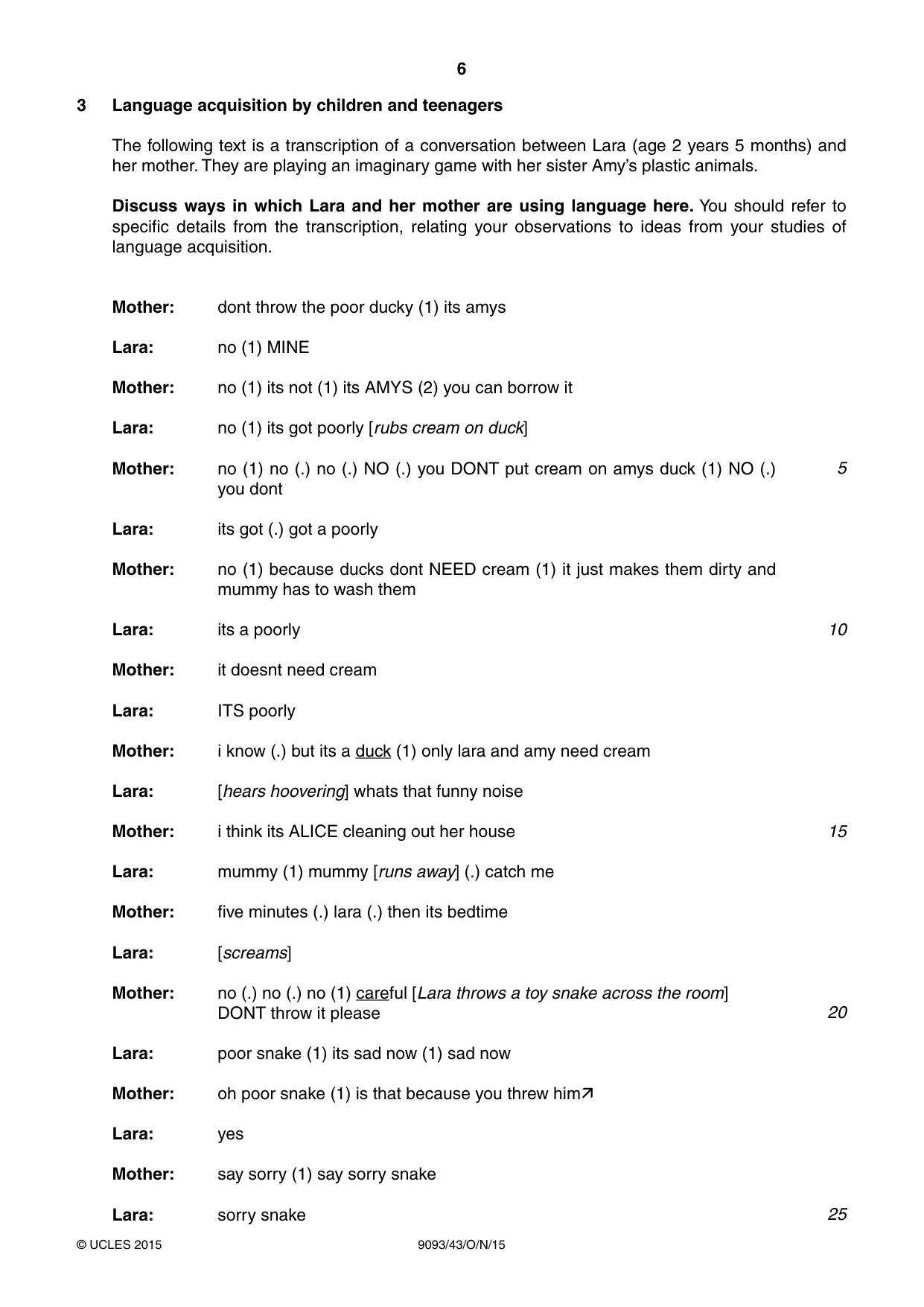 Cambridge A Level English - Language AS and A Level (from 2014) 9093 2015 Oct/Nov Paper 4 · Variant 3 question paper, page 6 of 8