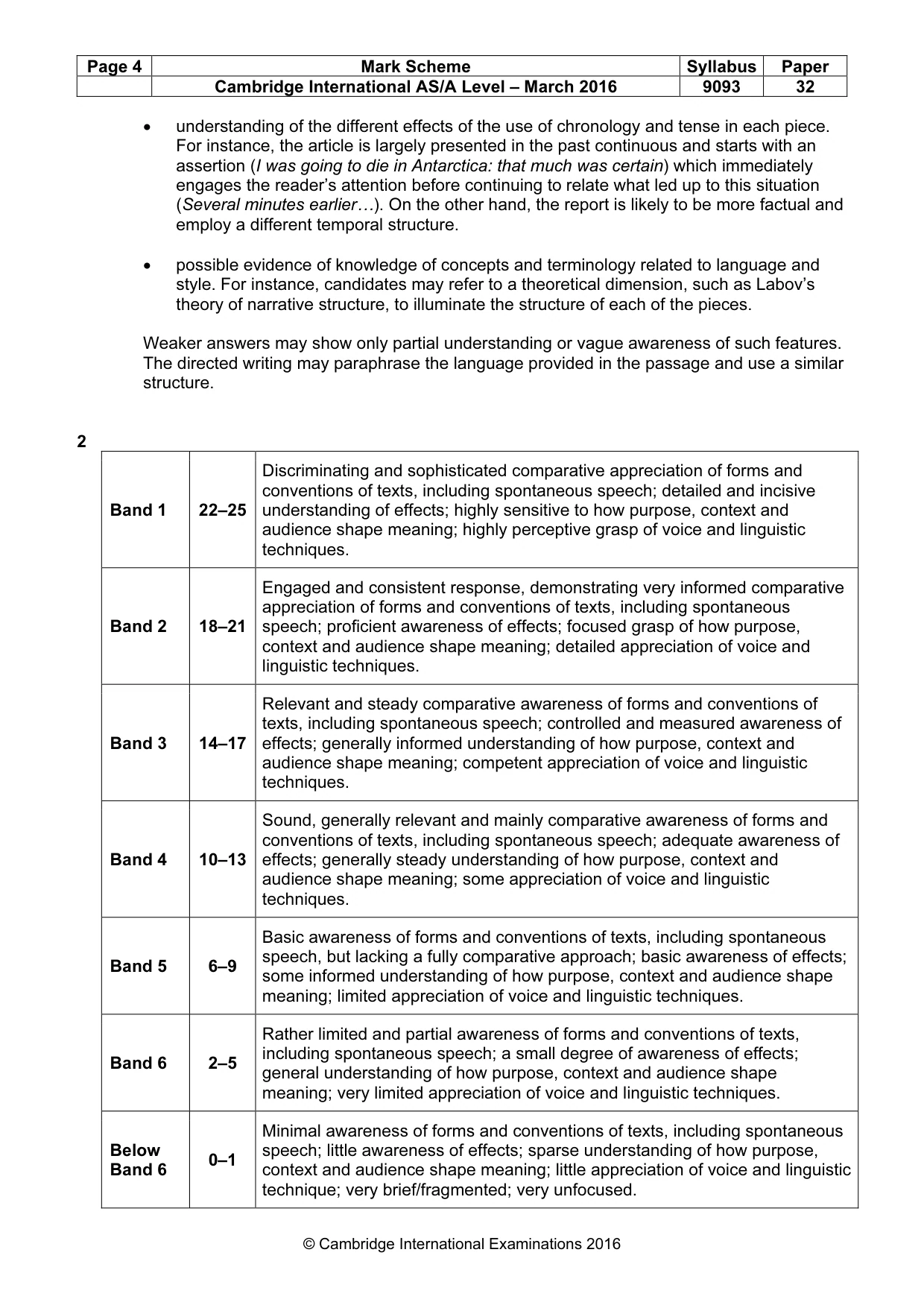 Mark scheme, page 4 of 5