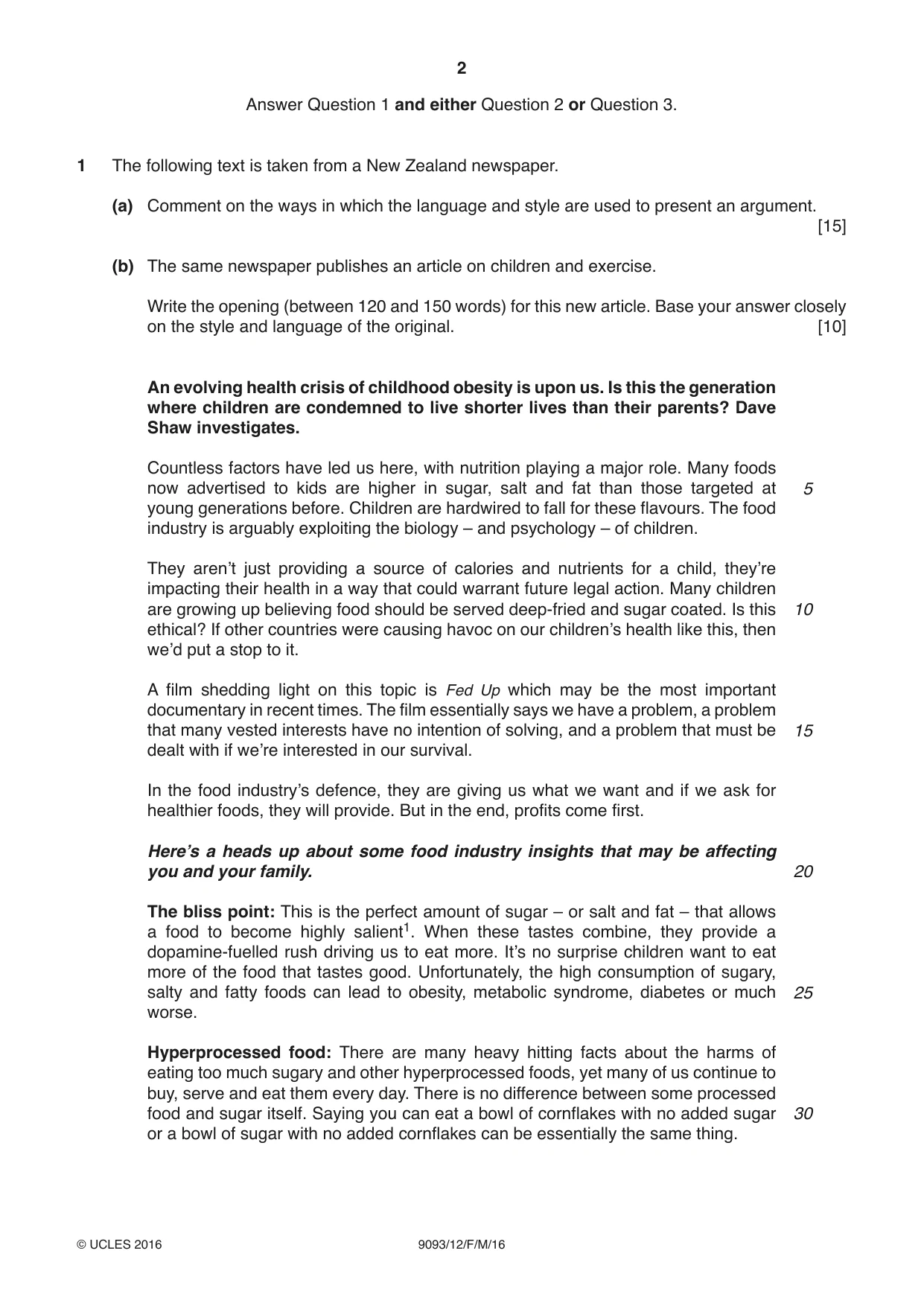 Cambridge A Level English - Language AS and A Level (from 2014) 9093 2016 Feb/March Paper 1 · Variant 2 question paper, page 2 of 8