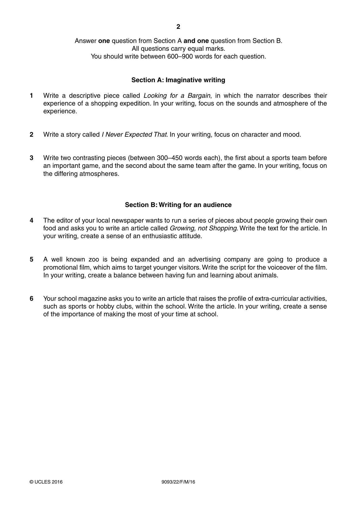 Cambridge A Level English - Language AS and A Level (from 2014) 9093 2016 Feb/March Paper 2 · Variant 2 question paper, page 2 of 4