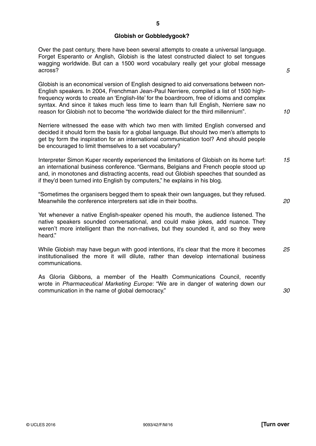 Cambridge A Level English - Language AS and A Level (from 2014) 9093 2016 Feb/March Paper 4 · Variant 2 question paper, page 5 of 8