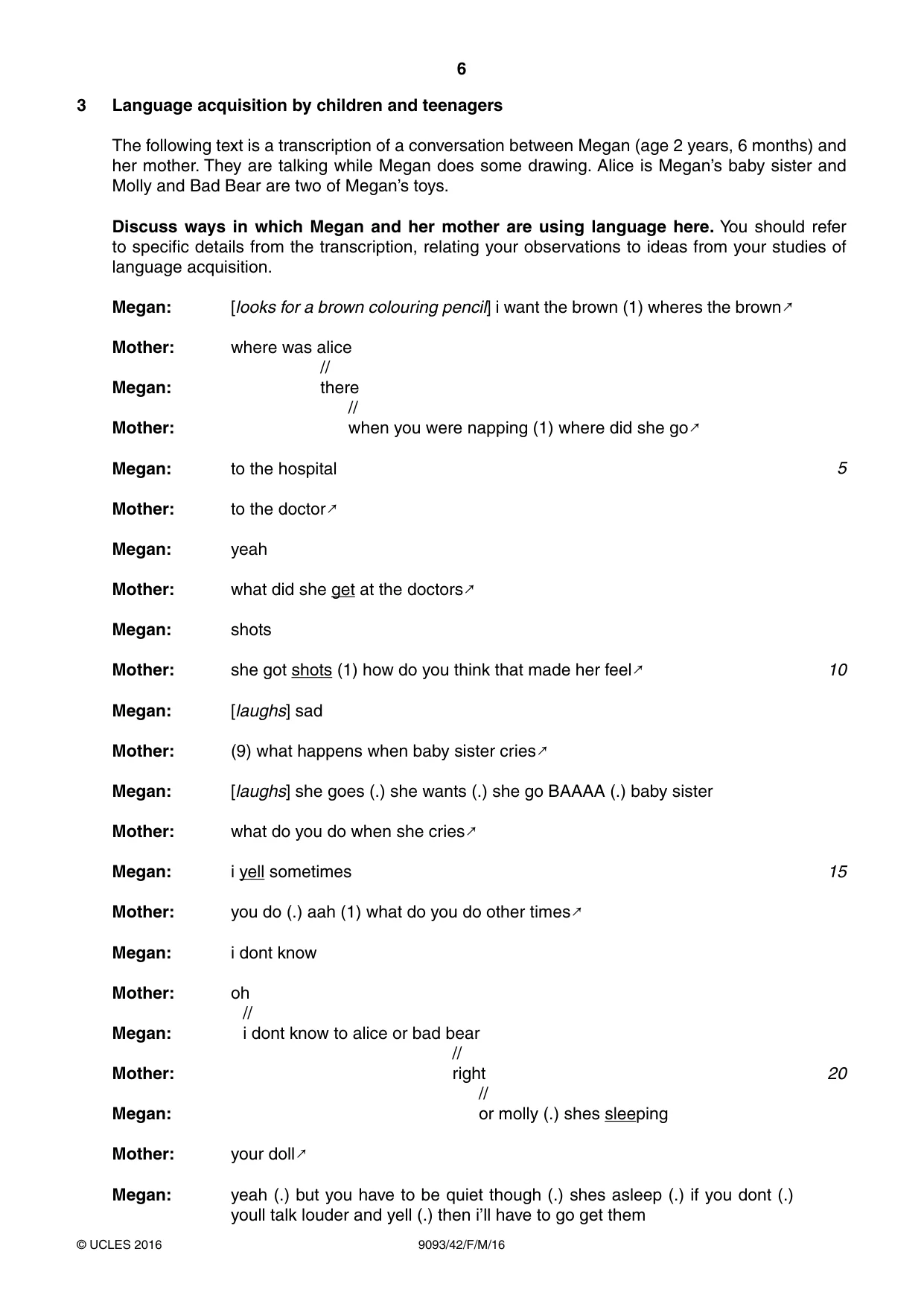 Cambridge A Level English - Language AS and A Level (from 2014) 9093 2016 Feb/March Paper 4 · Variant 2 question paper, page 6 of 8