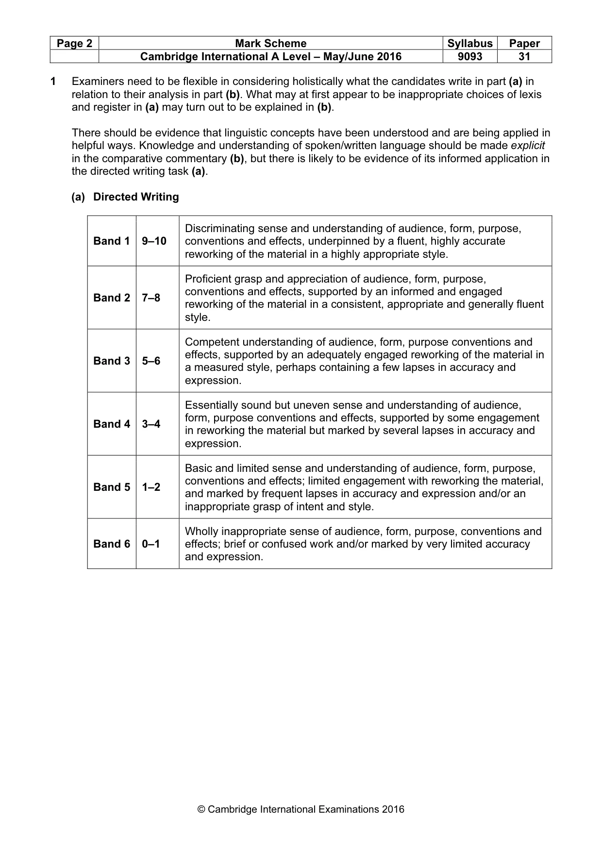 Mark scheme, page 2 of 5