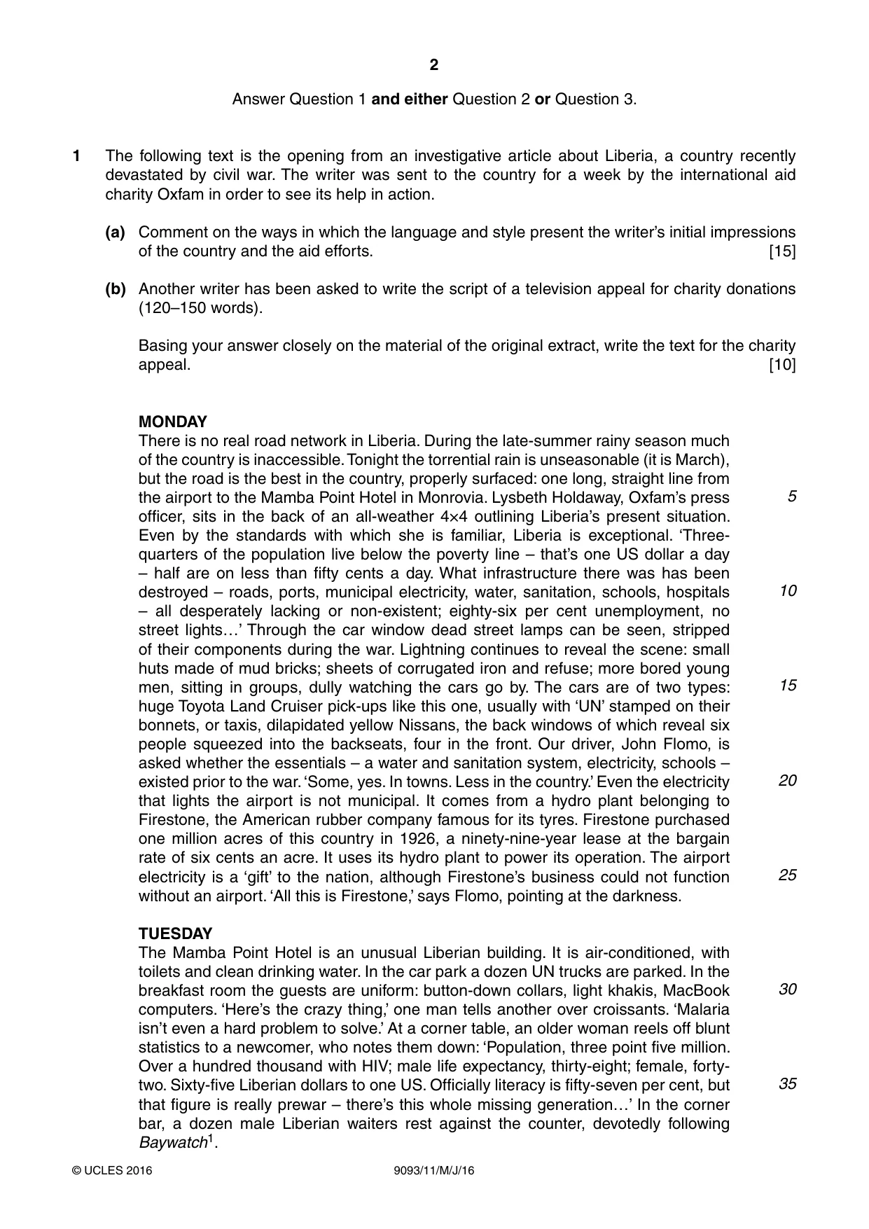 Cambridge A Level English - Language AS and A Level (from 2014) 9093 2016 May/June Paper 1 · Variant 1 question paper, page 2 of 8