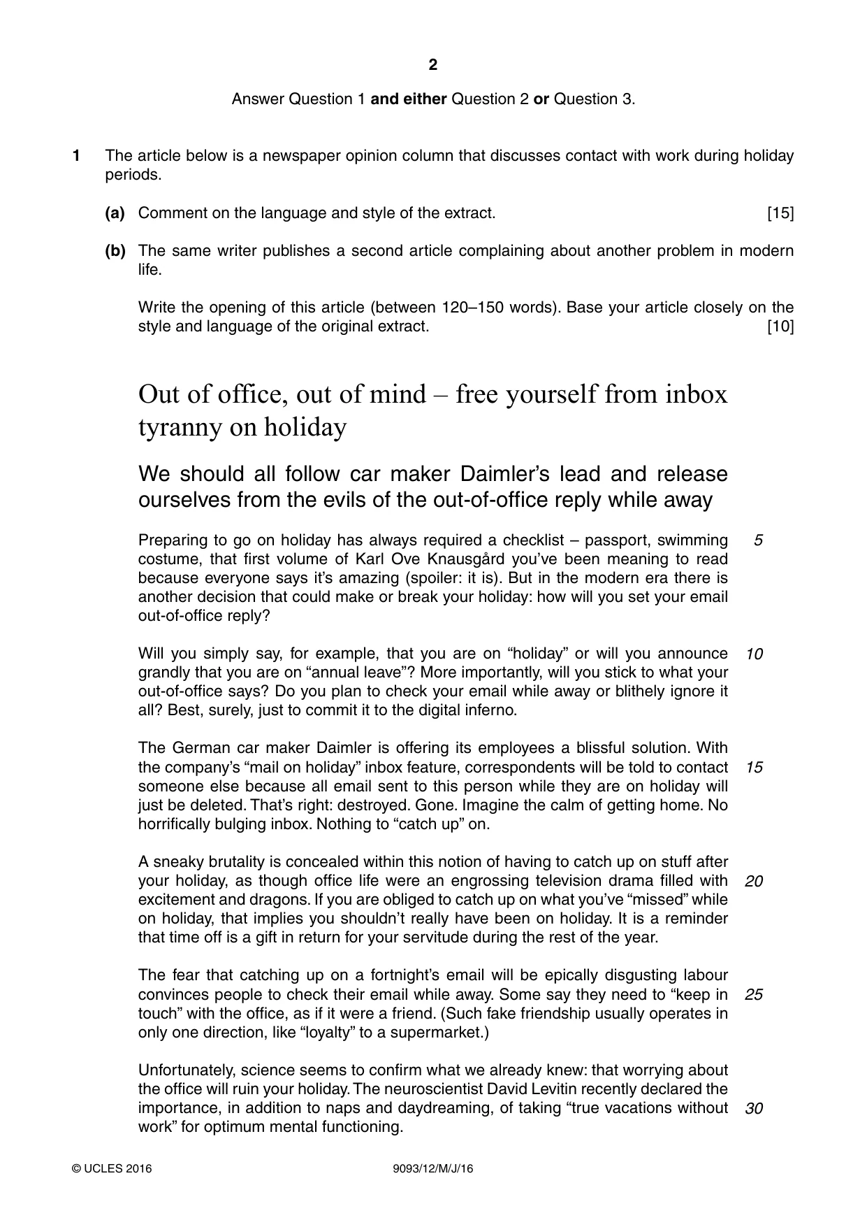 Cambridge A Level English - Language AS and A Level (from 2014) 9093 2016 May/June Paper 1 · Variant 2 question paper, page 2 of 8