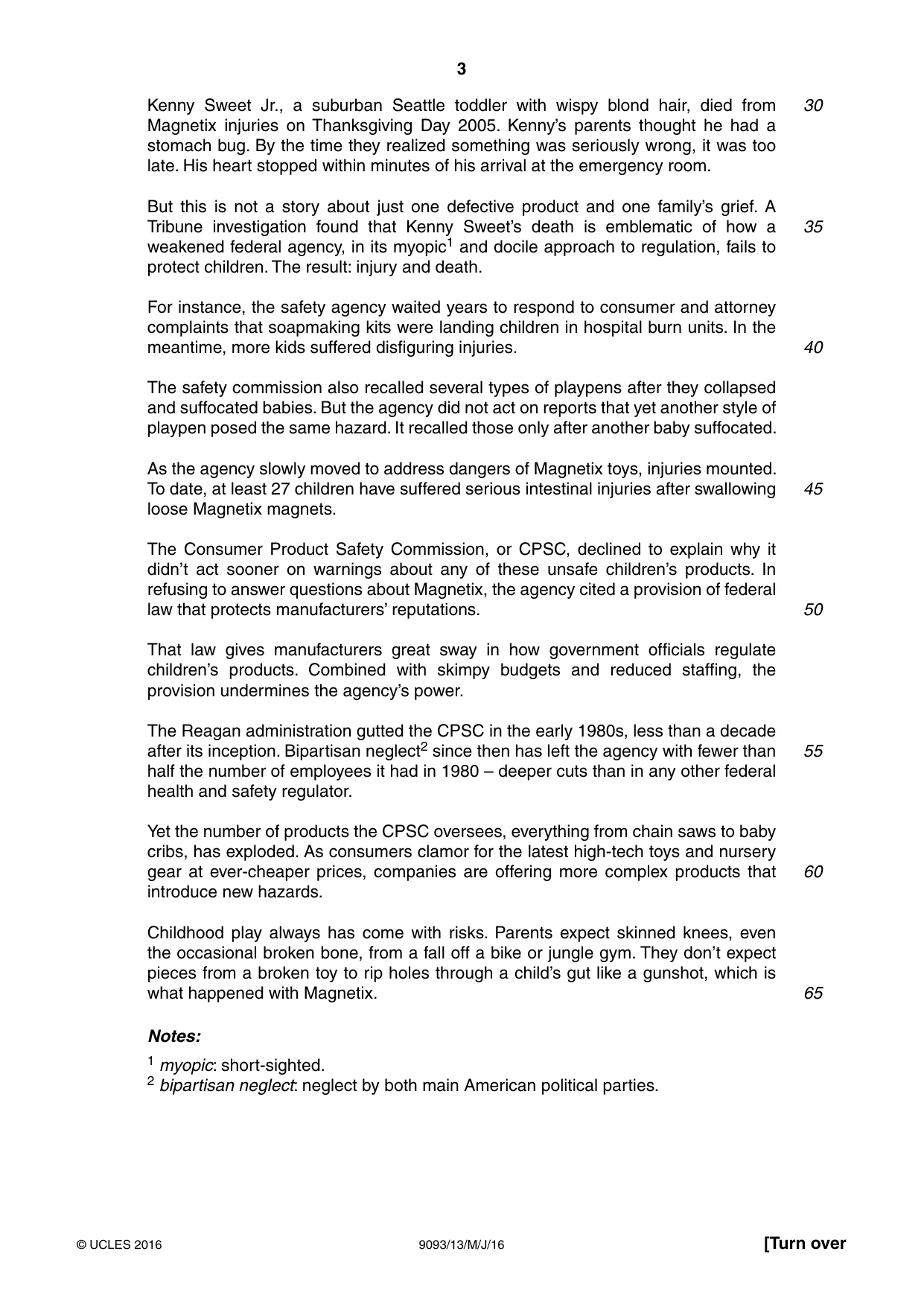 Cambridge A Level English - Language AS and A Level (from 2014) 9093 2016 May/June Paper 1 · Variant 3 question paper, page 3 of 8