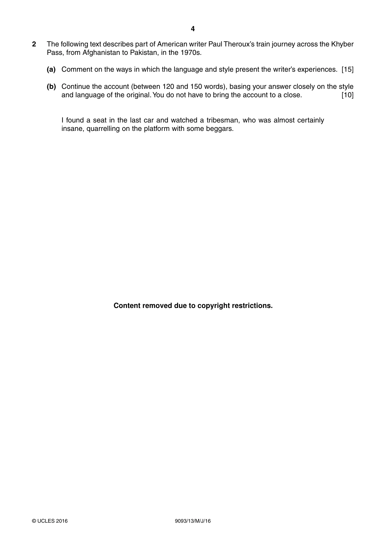 Cambridge A Level English - Language AS and A Level (from 2014) 9093 2016 May/June Paper 1 · Variant 3 question paper, page 4 of 8