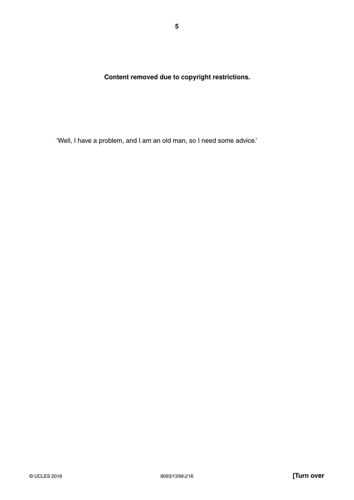 Cambridge A Level English - Language AS and A Level (from 2014) 9093 2016 May/June Paper 1 · Variant 3 question paper, page 5 of 8