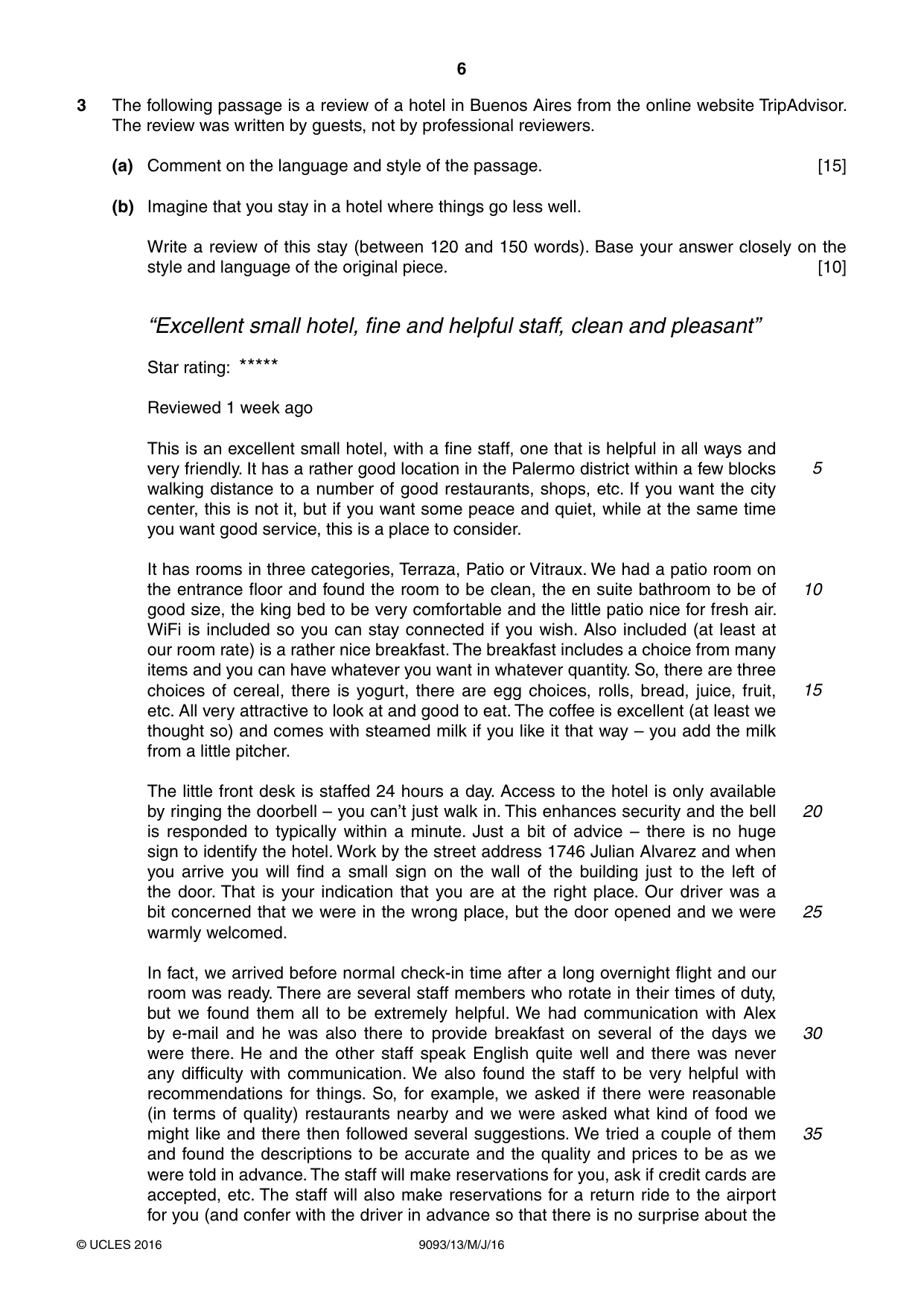 Cambridge A Level English - Language AS and A Level (from 2014) 9093 2016 May/June Paper 1 · Variant 3 question paper, page 6 of 8