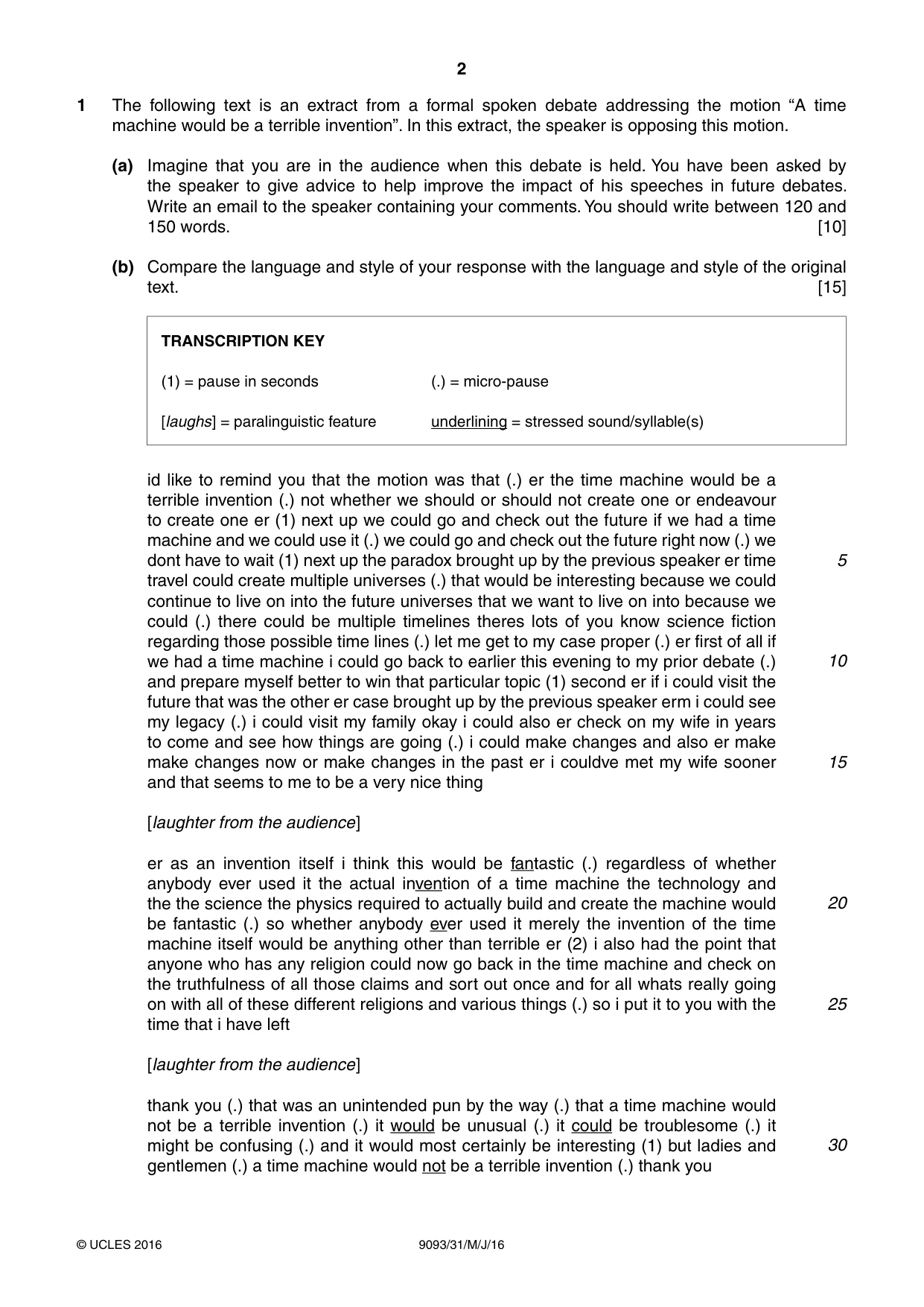 Cambridge A Level English - Language AS and A Level (from 2014) 9093 2016 May/June Paper 3 · Variant 1 question paper, page 2 of 4
