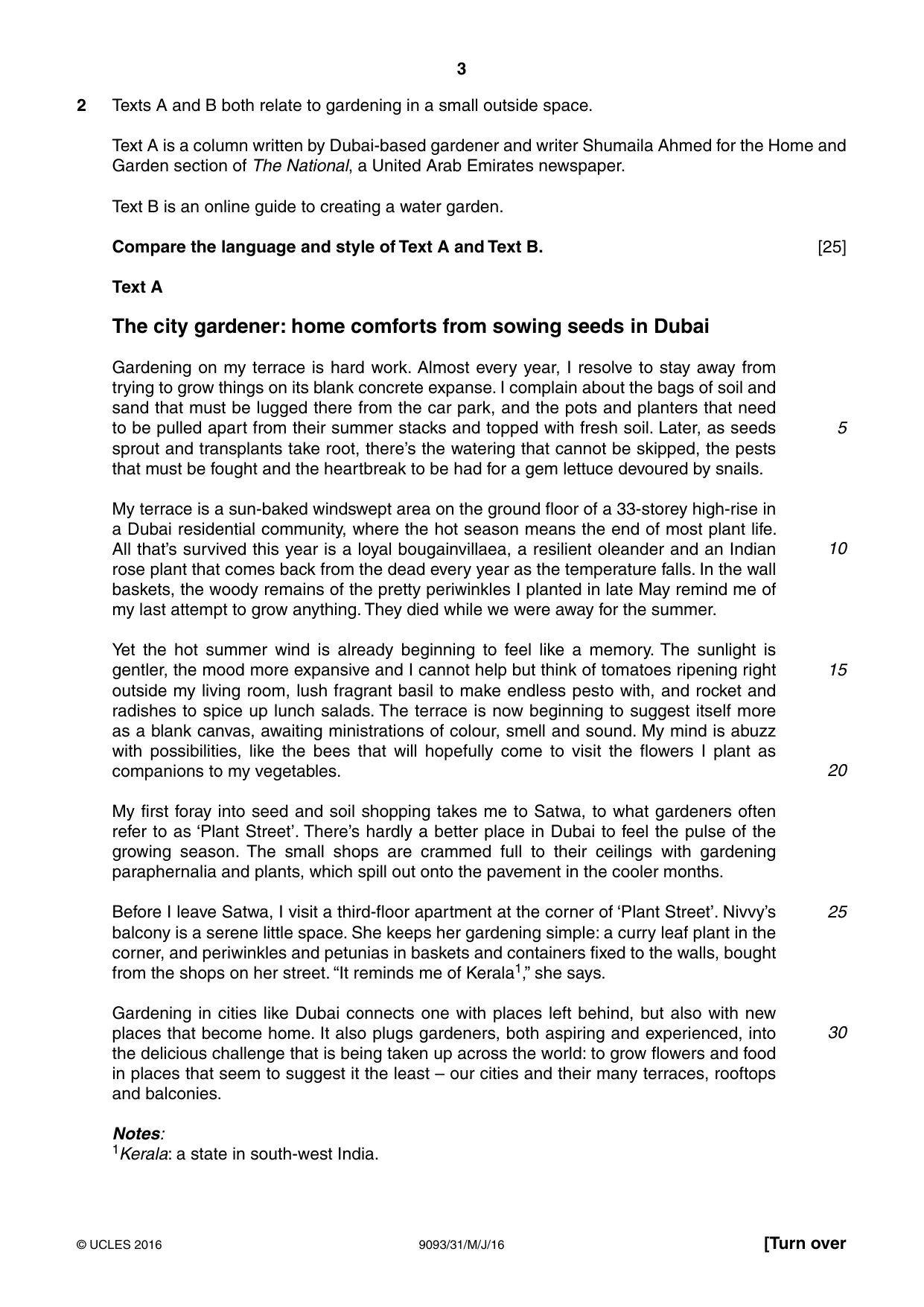 Cambridge A Level English - Language AS and A Level (from 2014) 9093 2016 May/June Paper 3 · Variant 1 question paper, page 3 of 4