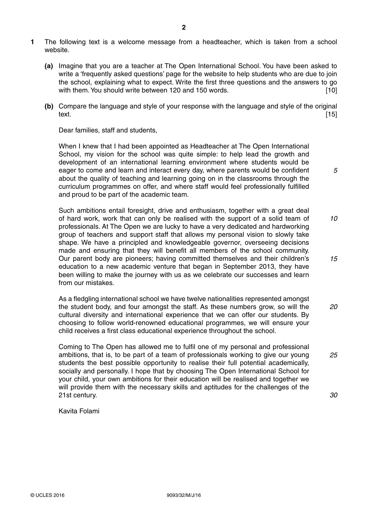 Cambridge A Level English - Language AS and A Level (from 2014) 9093 2016 May/June Paper 3 · Variant 2 question paper, page 2 of 8