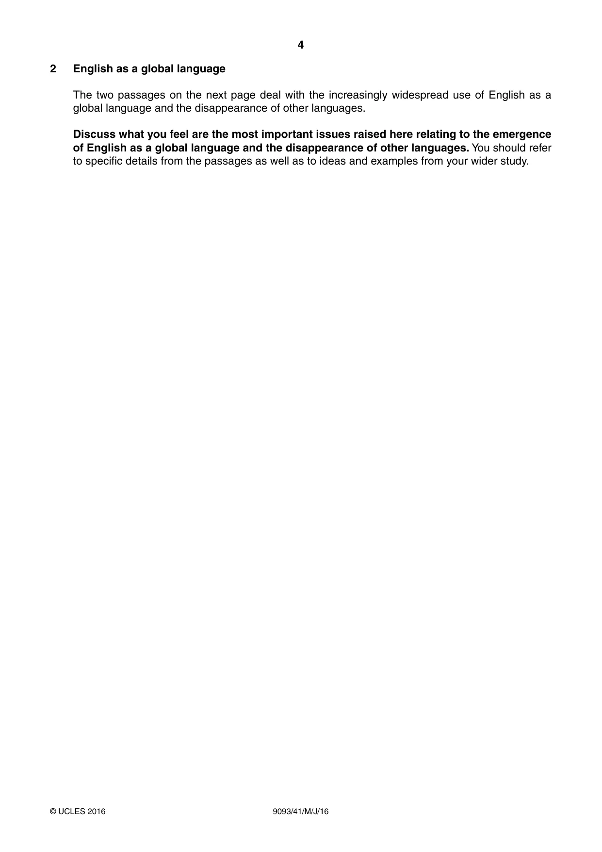 Cambridge A Level English - Language AS and A Level (from 2014) 9093 2016 May/June Paper 4 · Variant 1 question paper, page 4 of 8